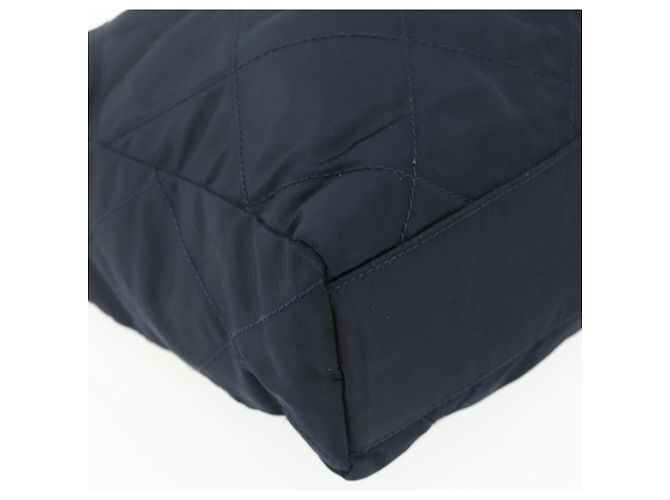 Tote Sac à main en nylon PRADA avec chaîne, bleu marine, doré, authentique 177788 - vue 11