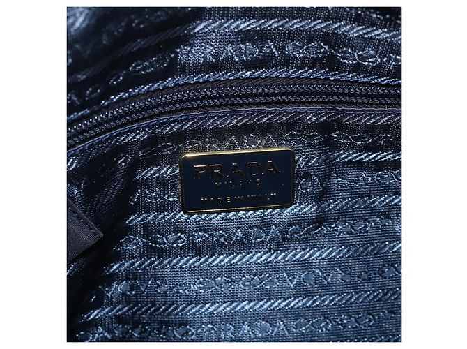 Tote Sac à main en nylon PRADA avec chaîne, bleu marine, doré, authentique 177788 - vue 17