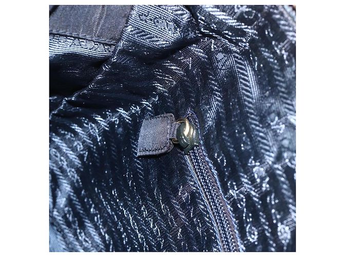 Tote Sac à main en nylon PRADA avec chaîne, bleu marine, doré, authentique 177788 - vue 21