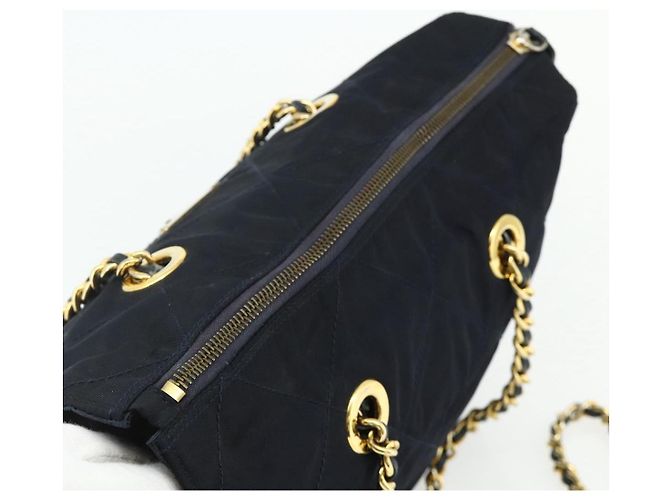 Tote Sac à main en nylon PRADA avec chaîne, bleu marine, doré, authentique 177788 - vue 6