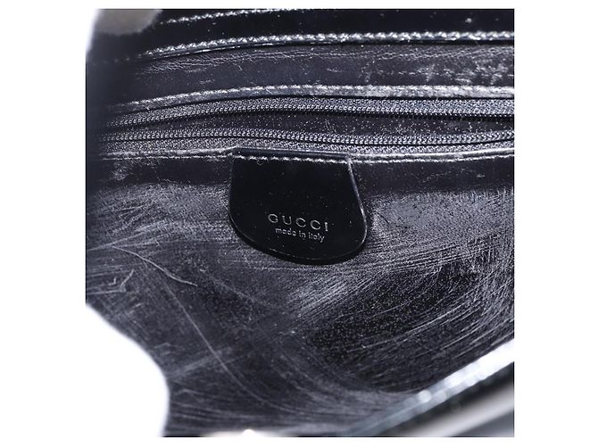 Borsa a spalla GUCCI Soho in pelle verniciata nera argento 000 0506 Auth 178524 - vista 14