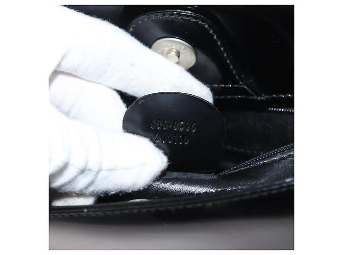 Borsa a spalla GUCCI Soho in pelle verniciata nera argento 000 0506 Auth 178524 - vista 20