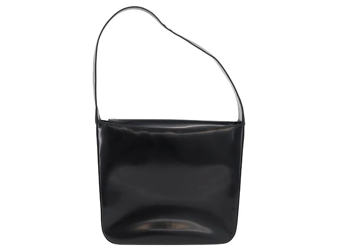 Borsa a spalla GUCCI Soho in pelle verniciata nera argento 000 0506 Auth 178524 - vista 3