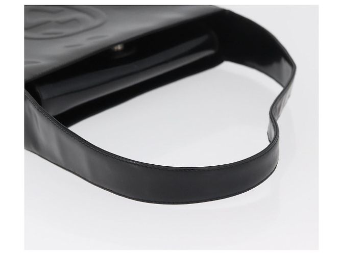 Borsa a spalla GUCCI Soho in pelle verniciata nera argento 000 0506 Auth 178524 - vista 7