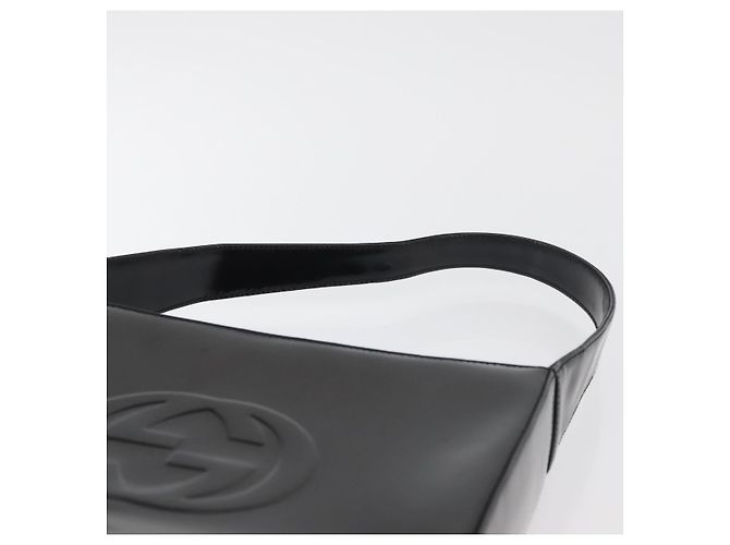 Borsa a spalla GUCCI Soho in pelle verniciata nera argento 000 0506 Auth 178524 - vista 8