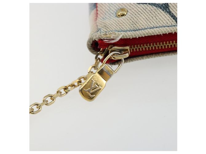 LOUIS VUITTON Mini Pochette Accessoires de Denim Monogram Azul M68760 Auth 178048A - vista 10