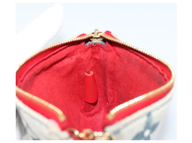 LOUIS VUITTON Mini Pochette Accessoires de Denim Monogram Azul M68760 Auth 178048A - vista 17