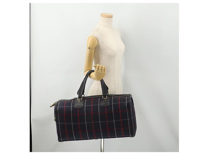 Borsa Boston in tela Nova Check Burberrys blu navy e oro Auth 153792 D'oro - vista 19