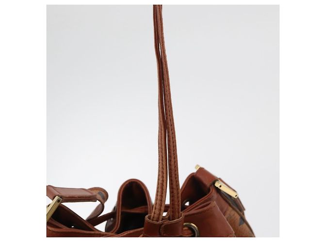 Borsa a corda Vicetos Logogram MCM in pelle PVC marrone e oro Auth BA12441A D'oro - vista 15