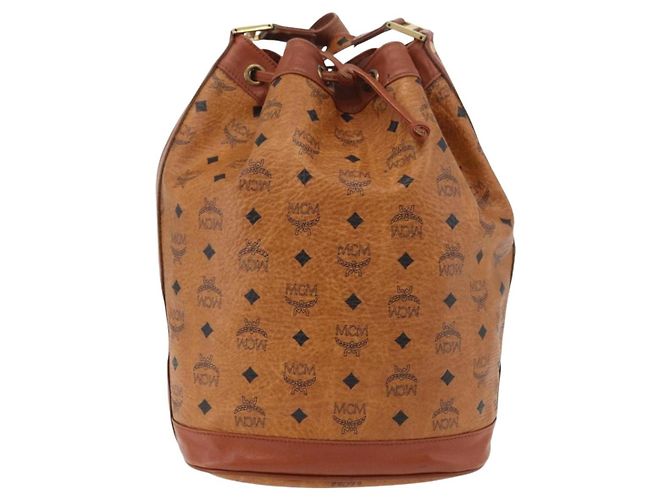 Borsa a corda Vicetos Logogram MCM in pelle PVC marrone e oro Auth BA12441A D'oro - vista 3