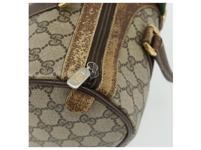 Borsa Boston in PVC beige e rosso della linea Sherry GG Supreme di GUCCI 40 02 007 Auth 178058 - vista 14