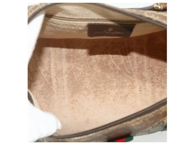 Borsa Boston in PVC beige e rosso della linea Sherry GG Supreme di GUCCI 40 02 007 Auth 178058 - vista 16