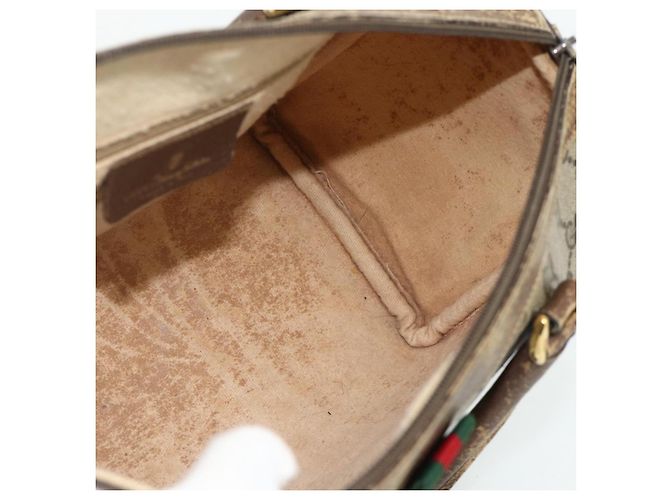 Borsa Boston in PVC beige e rosso della linea Sherry GG Supreme di GUCCI 40 02 007 Auth 178058 - vista 17