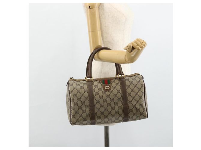 Borsa Boston in PVC beige e rosso della linea Sherry GG Supreme di GUCCI 40 02 007 Auth 178058 - vista 22