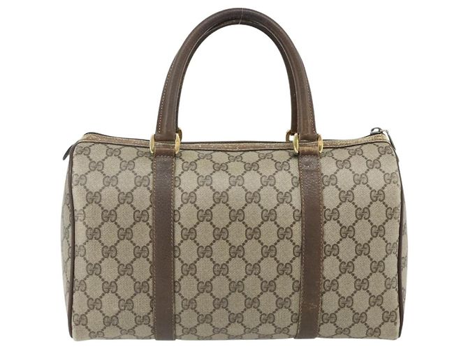 Borsa Boston in PVC beige e rosso della linea Sherry GG Supreme di GUCCI 40 02 007 Auth 178058 - vista 3