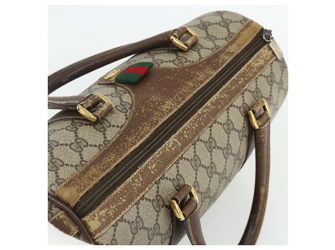 Borsa Boston in PVC beige e rosso della linea Sherry GG Supreme di GUCCI 40 02 007 Auth 178058 - vista 6
