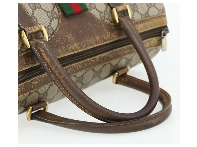 Borsa Boston in PVC beige e rosso della linea Sherry GG Supreme di GUCCI 40 02 007 Auth 178058 - vista 7