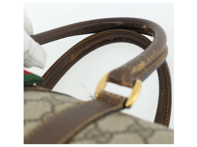 Borsa Boston in PVC beige e rosso della linea Sherry GG Supreme di GUCCI 40 02 007 Auth 178058 - vista 8