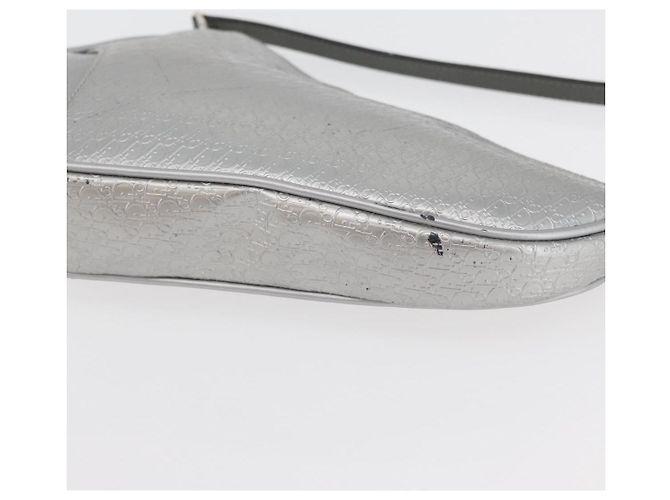 Christian Dior Trotter Canvas Saddle Accessory Pouch PVC Silver Auth ep13915A Silvery - view 11