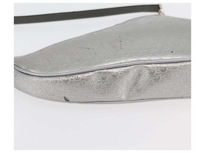 Christian Dior Trotter Canvas Saddle Accessory Pouch PVC Silver Auth ep13915A Silvery - view 12
