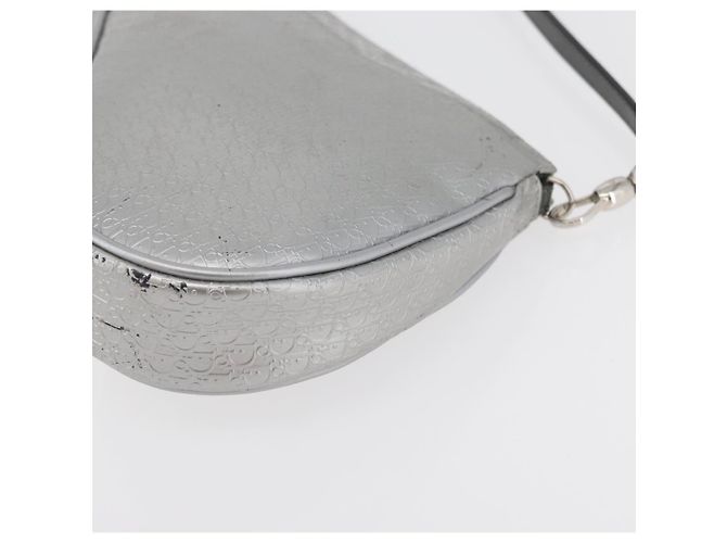 Christian Dior Trotter Canvas Saddle Accessory Pouch PVC Silver Auth ep13915A Silvery - view 13