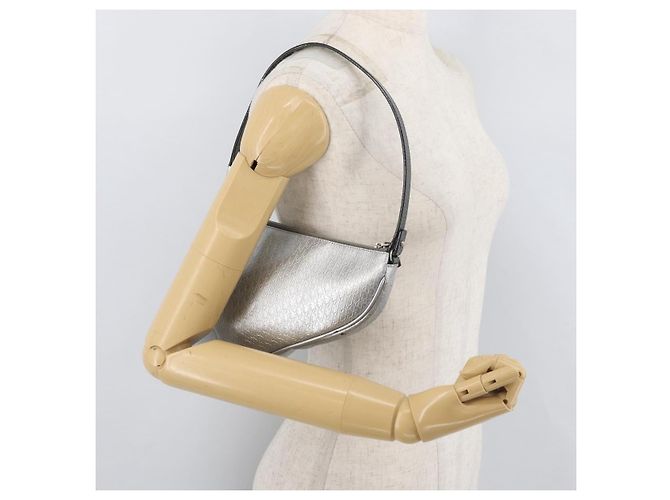 Christian Dior Trotter Canvas Saddle Accessory Pouch PVC Silver Auth ep13915A Silvery - view 20