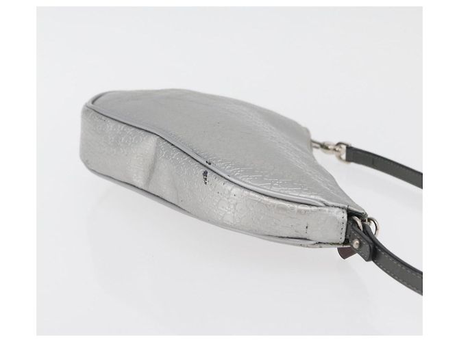Christian Dior Trotter Canvas Saddle Accessory Pouch PVC Silver Auth ep13915A Silvery - view 4