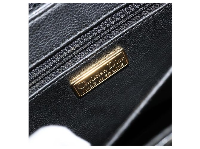 Borsa a mano Christian Dior in pelle nera e oro Auth 177713 Nero D'oro - vista 16