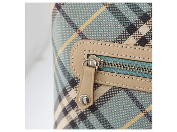 Borsa a Spalla Burberry Nova Check Blue Label in Tela Azzurra Chiara Argento Autentica 179010 Blu chiaro - vista 15