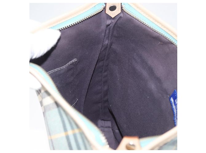 Borsa a Spalla Burberry Nova Check Blue Label in Tela Azzurra Chiara Argento Autentica 179010 Blu chiaro - vista 19