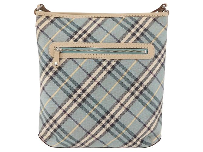 Borsa a Spalla Burberry Nova Check Blue Label in Tela Azzurra Chiara Argento Autentica 179010 Blu chiaro - vista 2