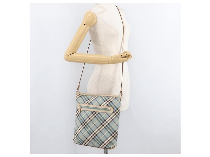 Borsa a Spalla Burberry Nova Check Blue Label in Tela Azzurra Chiara Argento Autentica 179010 Blu chiaro - vista 23