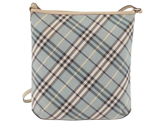 Borsa a Spalla Burberry Nova Check Blue Label in Tela Azzurra Chiara Argento Autentica 179010 Blu chiaro - vista 4
