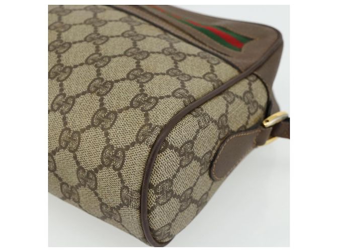 Borsa a Spalla GUCCI GG Supreme Web Sherry Line PVC Beige Oro Auth 177704 D'oro - vista 10