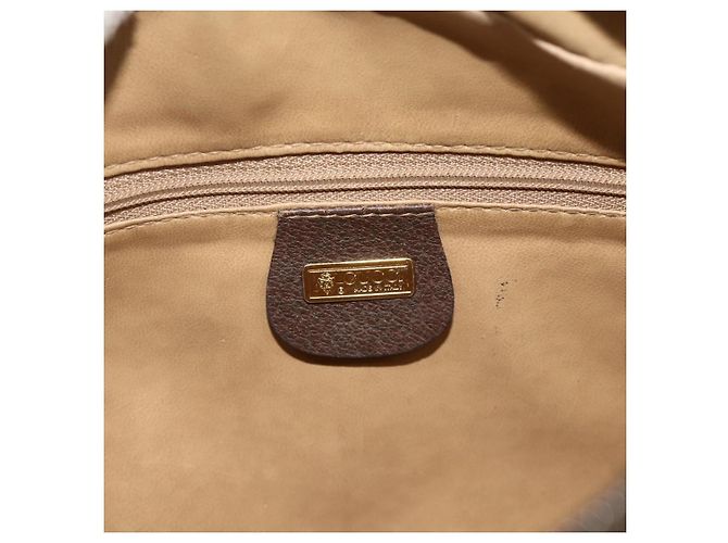 Borsa a Spalla GUCCI GG Supreme Web Sherry Line PVC Beige Oro Auth 177704 D'oro - vista 16