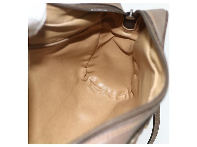 Borsa a Spalla GUCCI GG Supreme Web Sherry Line PVC Beige Oro Auth 177704 D'oro - vista 18