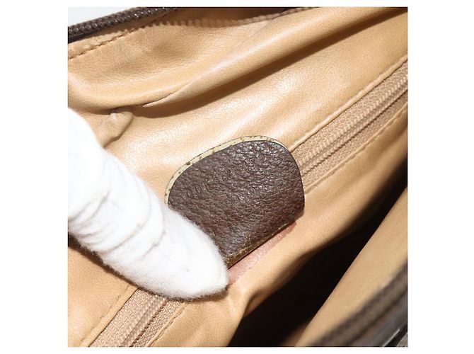 Borsa a Spalla GUCCI GG Supreme Web Sherry Line PVC Beige Oro Auth 177704 D'oro - vista 23