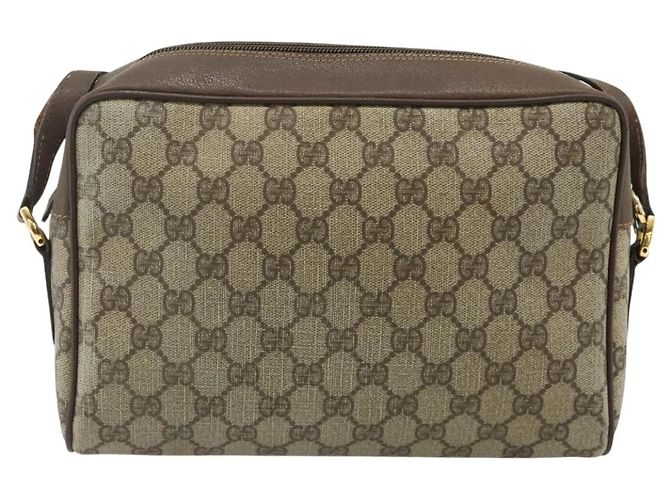 Borsa a Spalla GUCCI GG Supreme Web Sherry Line PVC Beige Oro Auth 177704 D'oro - vista 3