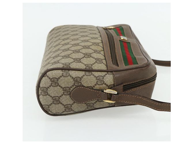 Borsa a Spalla GUCCI GG Supreme Web Sherry Line PVC Beige Oro Auth 177704 D'oro - vista 5