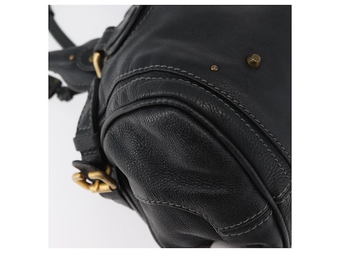 Chloé Borsa a mano Chloe Paddington in pelle nera argento oro Auth 178515A Nero D'oro - vista 10