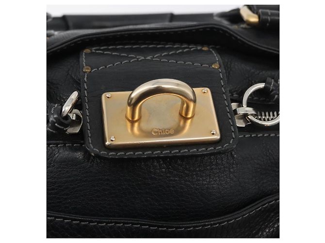 Chloé Borsa a mano Chloe Paddington in pelle nera argento oro Auth 178515A Nero D'oro - vista 14