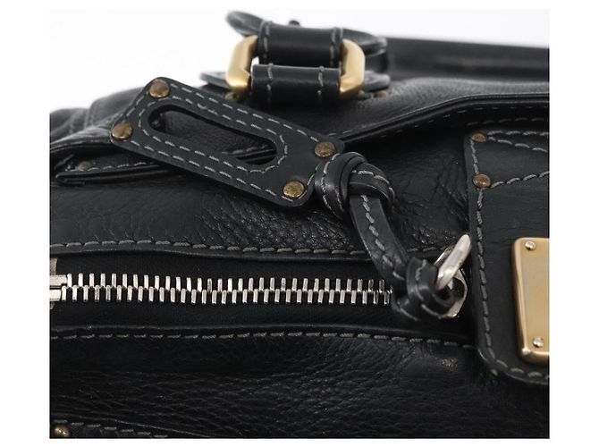Chloé Borsa a mano Chloe Paddington in pelle nera argento oro Auth 178515A Nero D'oro - vista 15