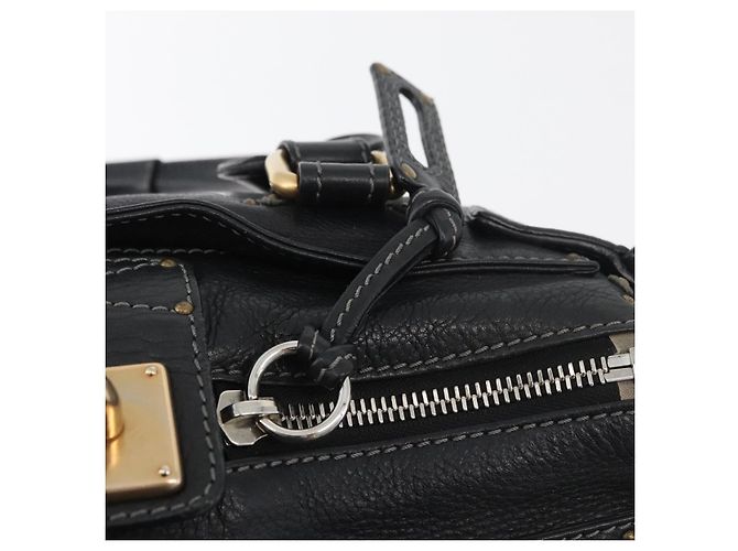 Chloé Borsa a mano Chloe Paddington in pelle nera argento oro Auth 178515A Nero D'oro - vista 16