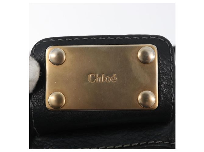 Chloé Borsa a mano Chloe Paddington in pelle nera argento oro Auth 178515A Nero D'oro - vista 17