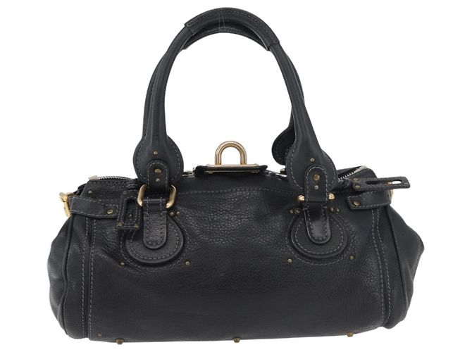 Chloé Borsa a mano Chloe Paddington in pelle nera argento oro Auth 178515A Nero D'oro - vista 2