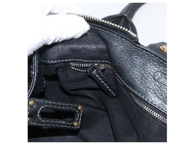 Chloé Borsa a mano Chloe Paddington in pelle nera argento oro Auth 178515A Nero D'oro - vista 22