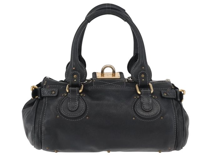 Chloé Borsa a mano Chloe Paddington in pelle nera argento oro Auth 178515A Nero D'oro - vista 3