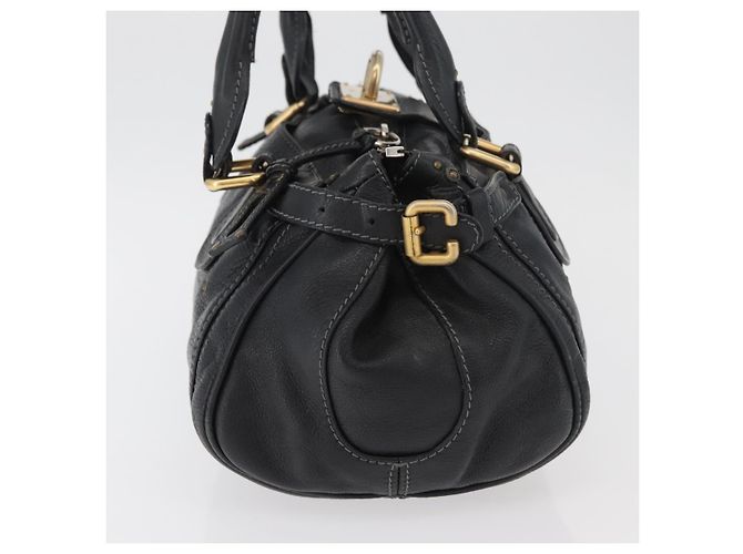 Chloé Borsa a mano Chloe Paddington in pelle nera argento oro Auth 178515A Nero D'oro - vista 4
