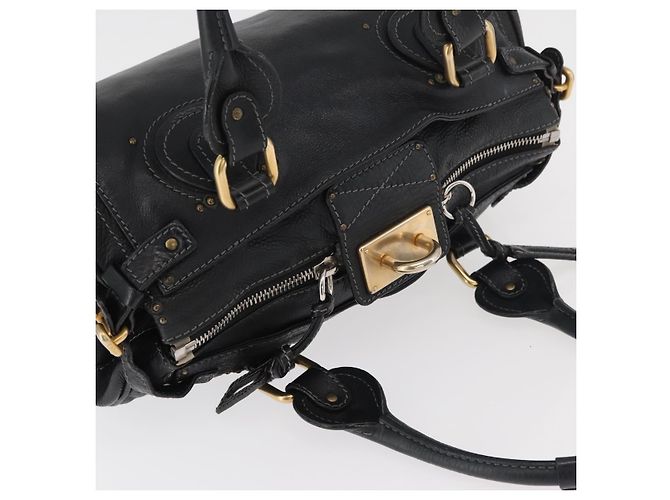 Chloé Borsa a mano Chloe Paddington in pelle nera argento oro Auth 178515A Nero D'oro - vista 6