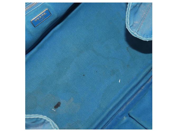 PRADA Canapa MM Borsa a mano in tela azzurro chiaro oro Auth 178585 D'oro Blu chiaro - vista 16